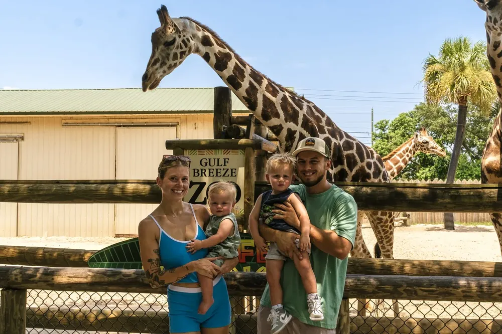 Cade Howell with his wife Tatum and their two sons, Coda and Coby, at the Gulf Breeze Zoo